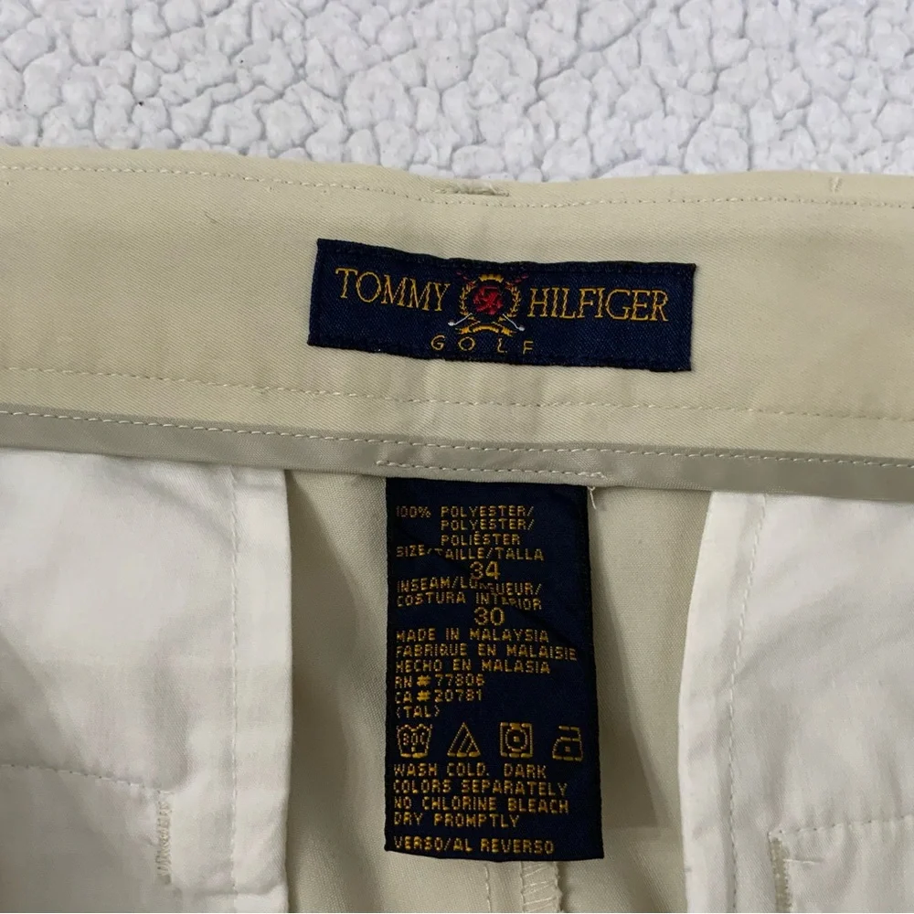 Tommy Hilfiger Golf Pants Men’s 34x30 Khaki Tan Pockets Pleated Straight Leg